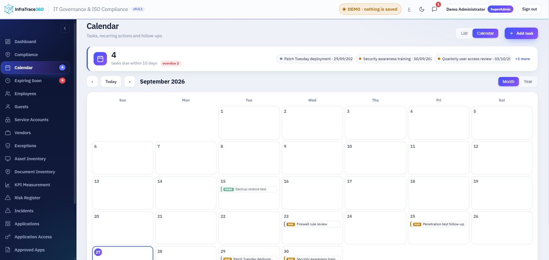Calendar View 